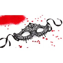 Чёрная ажурная маска на завязочках "Памелла"