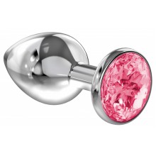 Большая серебряная металлическая пробка с розовым кристаллом