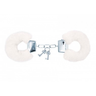 Белые меховые наручники Notabu BDSM