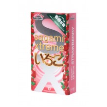 Ультратонкие латексные презервативы SAGAMI с ароматом клубники (10 шт)