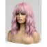 Розовый парик с удлиненным каре и челкой