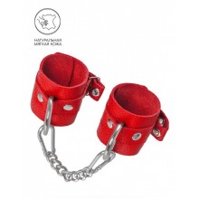 Мягкие красные наручники из натуральной кожи Pecado BDSM