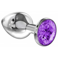 Малая серебряная металлическая пробка с фиолетовым кристаллом
